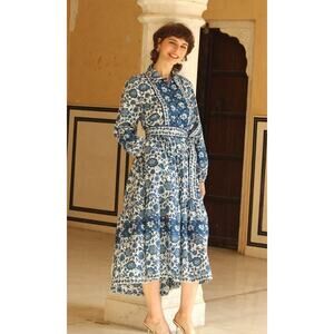 Cyclamen Women’s XL Blue Marigold Midi Dress